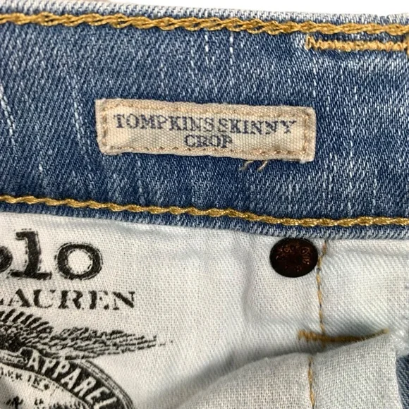 Polo Ralph Lauren Jeans Size 29 Tompkins Skinny Crop Blue Wash Kennedy Painted - Picture 6 of 16
